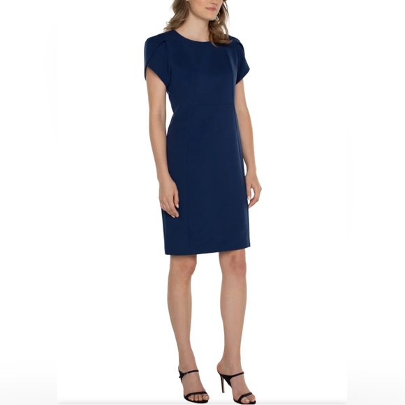 NWT Tulip Sleeve Sheath Dress Size 2 in Galaxy Color by Liverpool Los Angeles - Picture 1 of 8